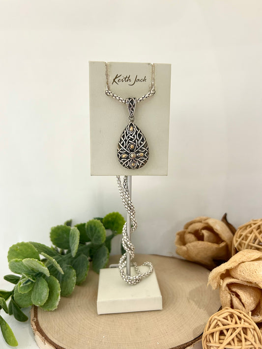 Silver and 18k Yellow Gold Solstice Drop Pendant