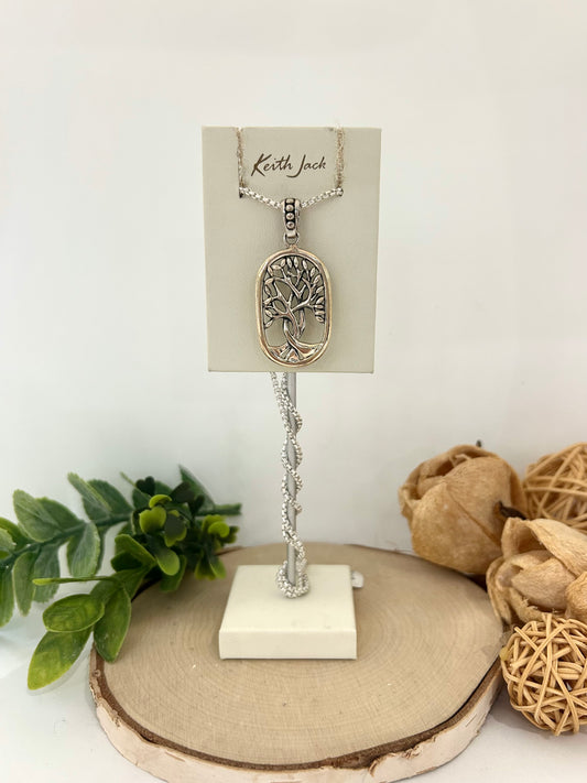 Silver and 18k Yellow Gold Tree of Life Dogtag Pendant