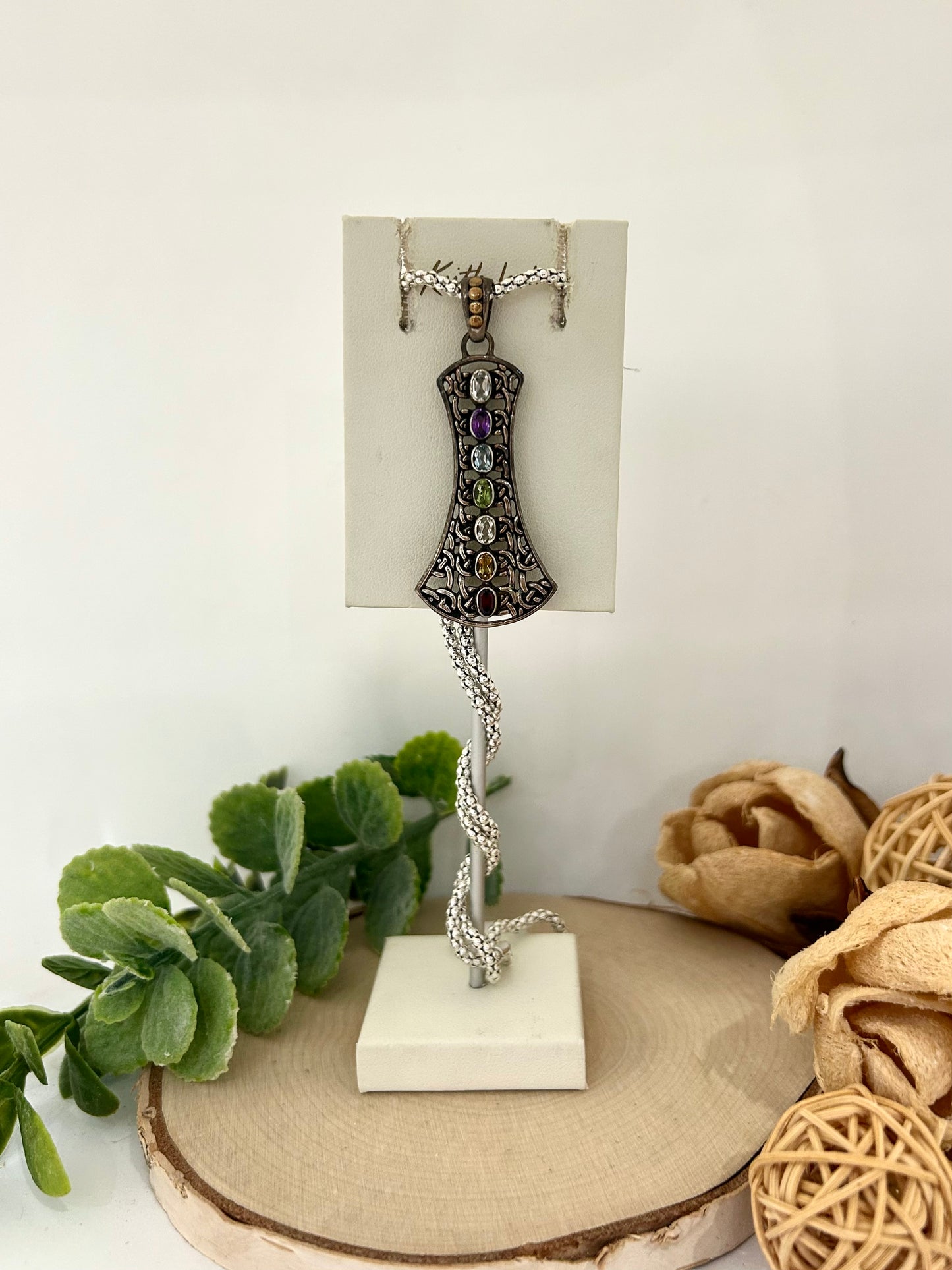 Silver and 18k Yellow Gold Chakra Pendant