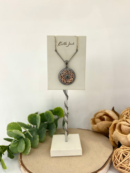 Silver and 10k Rose Gold Path of Life Eternity Knot Pendant