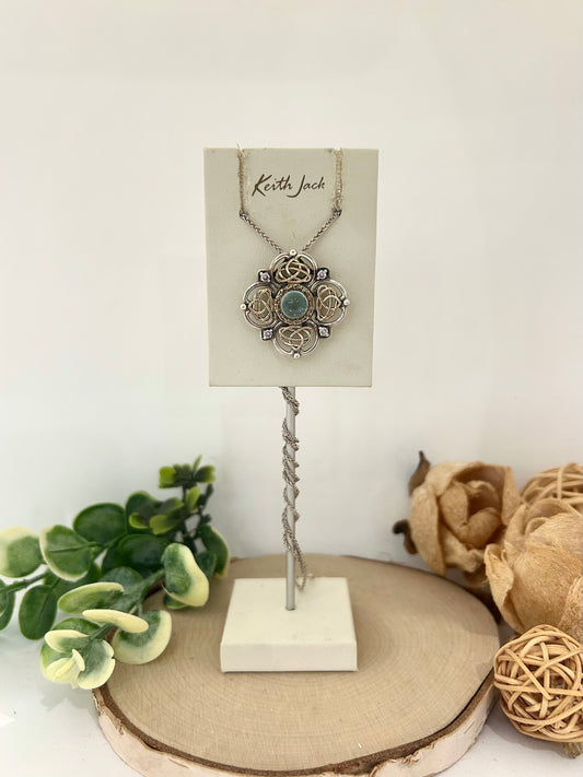 Silver and 10k Yellow Gold Celestial Sky Blue Pendant