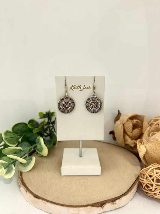 Silver and 10k Yellow Gold Eclipse Flower Earrings