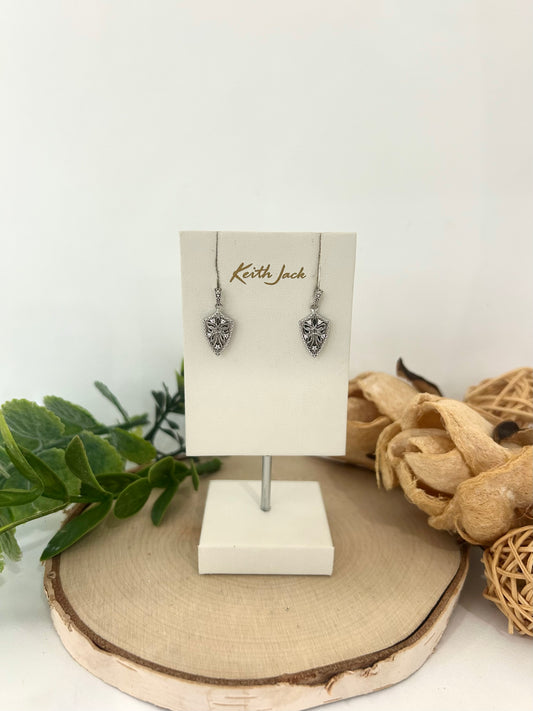 Silver Guardian Angel Shield Earrings