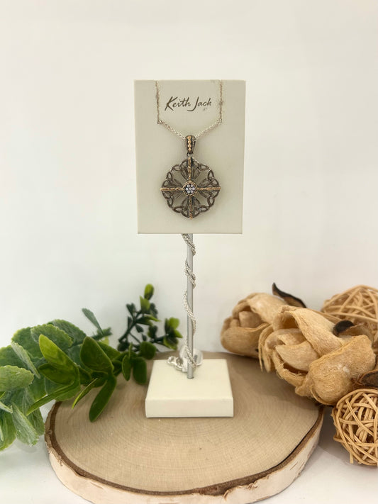 Silver and 10k Yellow Gold Celestial Open Pendant