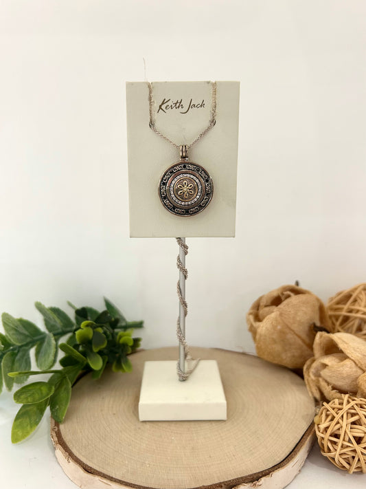 Silver and 10k Yellow Gold Eclipse Flower Pendant