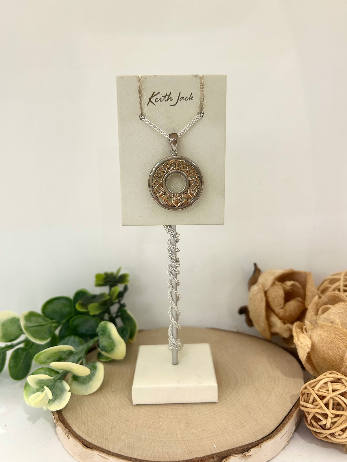 Silver and 22k Yellow Gold Gilding Window to the Soul Scalloped Pendant