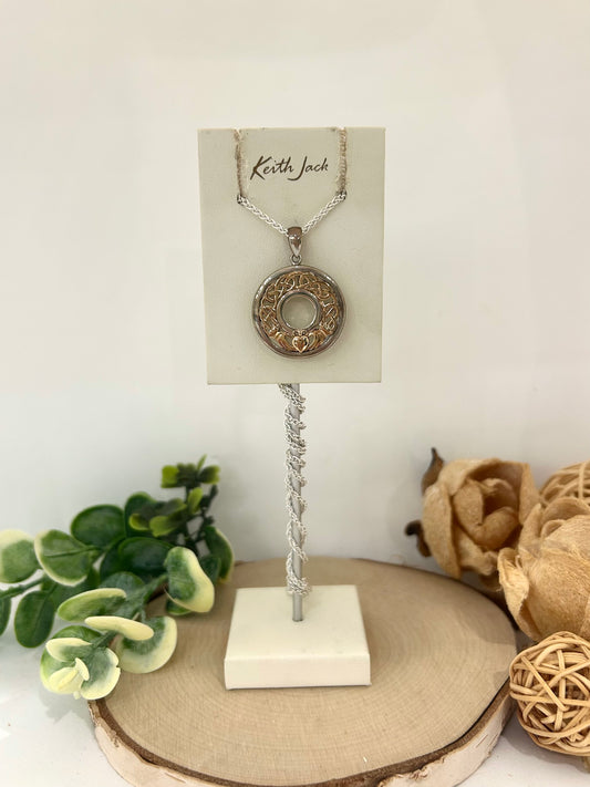 Silver and 22k Yellow Gold Gilding Window to the Soul Scalloped Pendant
