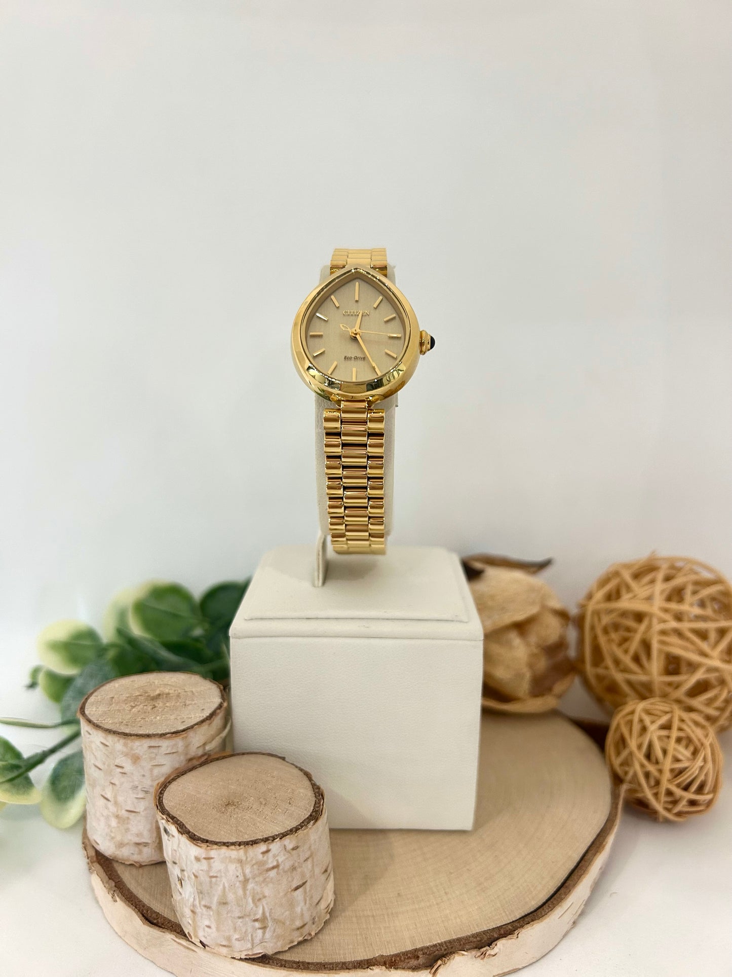 Women's Citizen Eco Drive Teardrop Watch Face with Metal Band