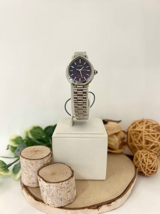 Women's Citizen Eco Drive Teardrop Watch Face with Metal Band