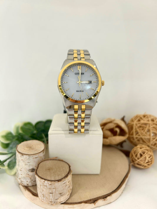 Men's Citizen Eco Drive Two Tone Corso Watch with Metal Band