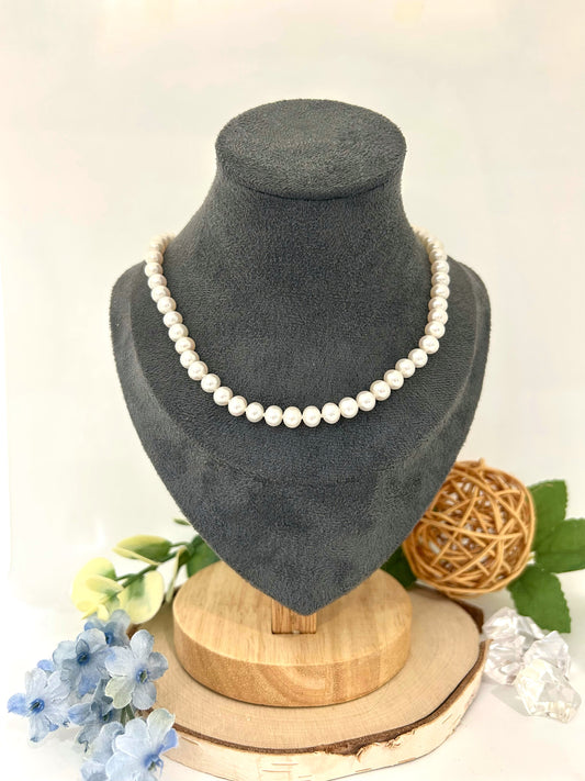 14k Yellow Gold AA Fresh Water Pearl Strand Necklace
