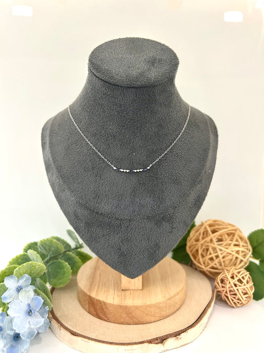 10k White Gold Baguette Sapphire Bar Necklace