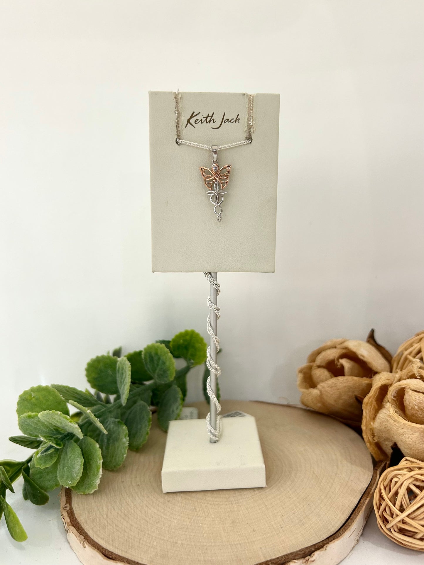 Silver and 10k Gold Butterfly Petite Pendant
