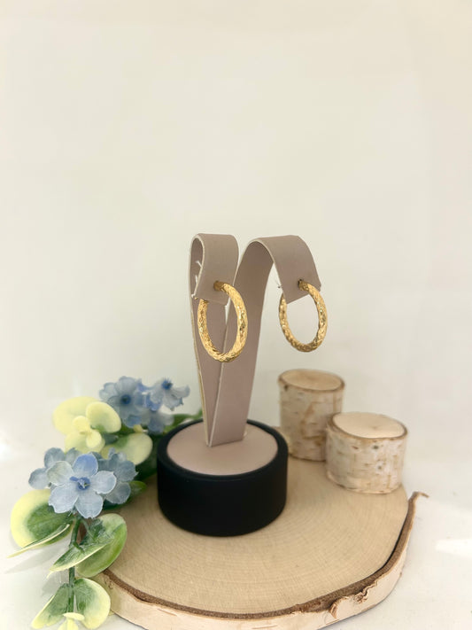 10k Yellow Gold Diamond Cut Tube Hoop Earrings