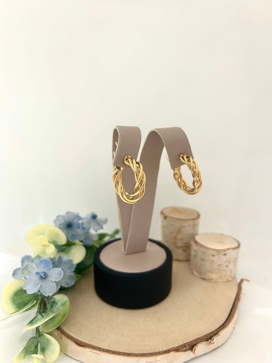 10k Yellow Gold Open Ribbon Hoop Earrings