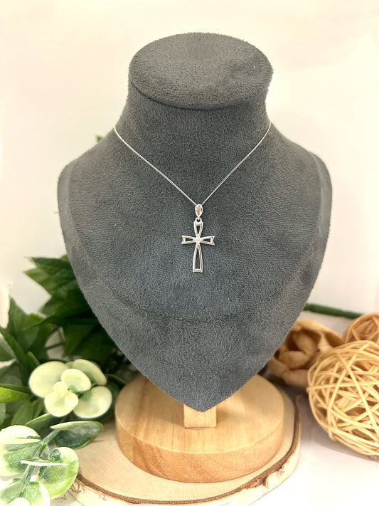 10k Gold 0.06ct Diamond Open Cross Pendant