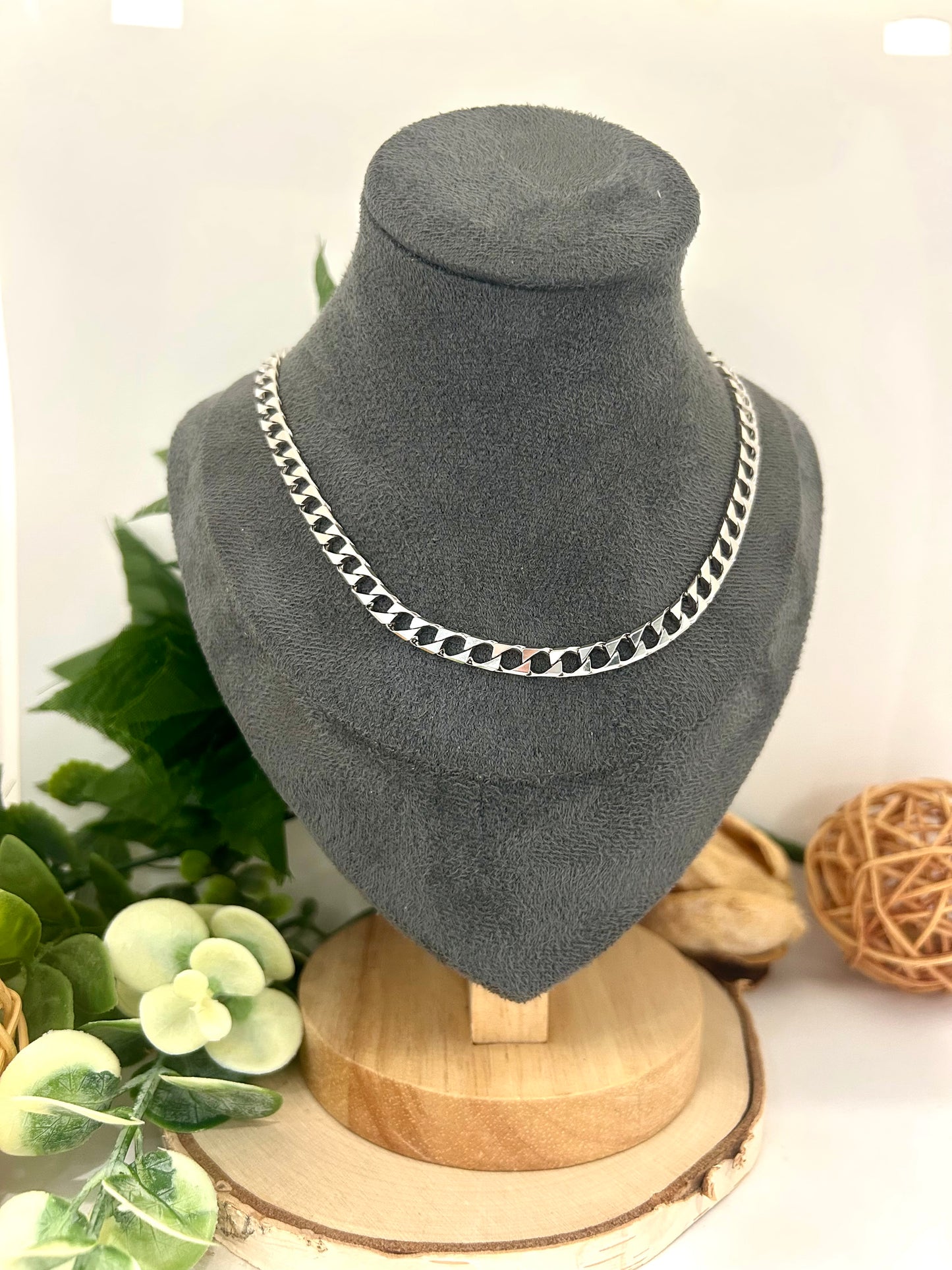 Men's Sterling Silver 5mm Square Curb Chain