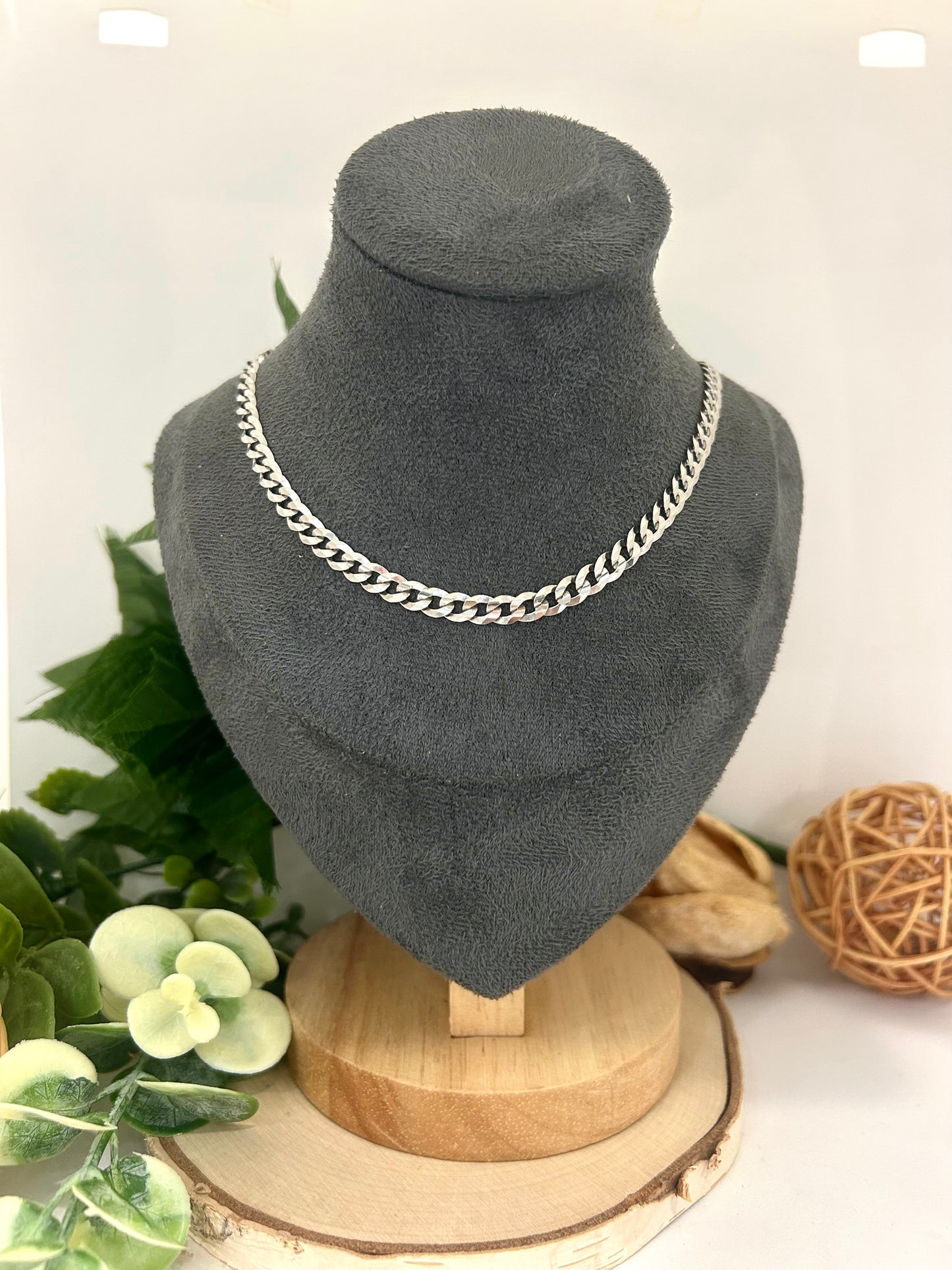 Men's Sterling Silver 5mm Flat Curb Chain