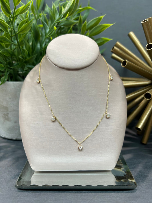 10k Yellow Gold 0.50ctw Diamond Multi Bezel Set Necklace