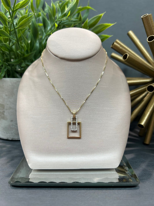 10k Yellow Gold 0.12ctw Diamond Rectangle and Square Pendant
