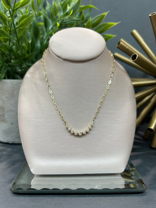 14k Yellow Gold 0.25ctw Diamond Bezel Set Bar Necklace