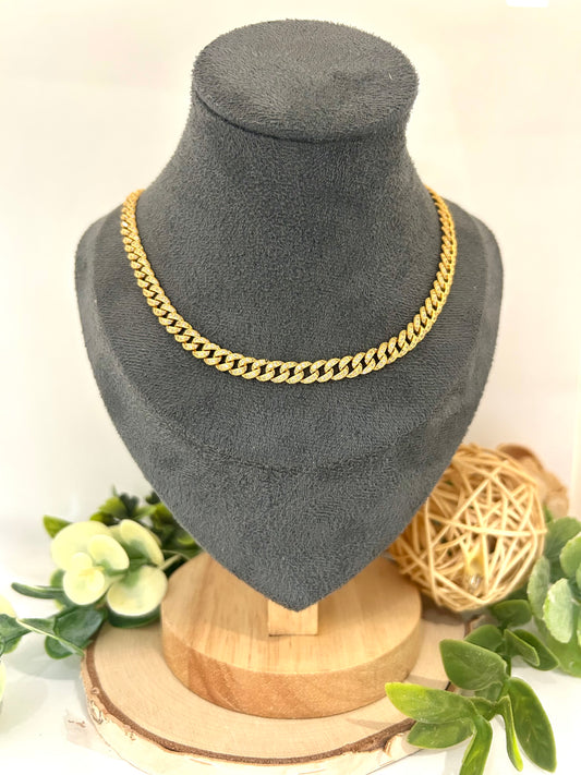 Women's Sterling Silver Gold Plated 6mm Cubic Curb Chain