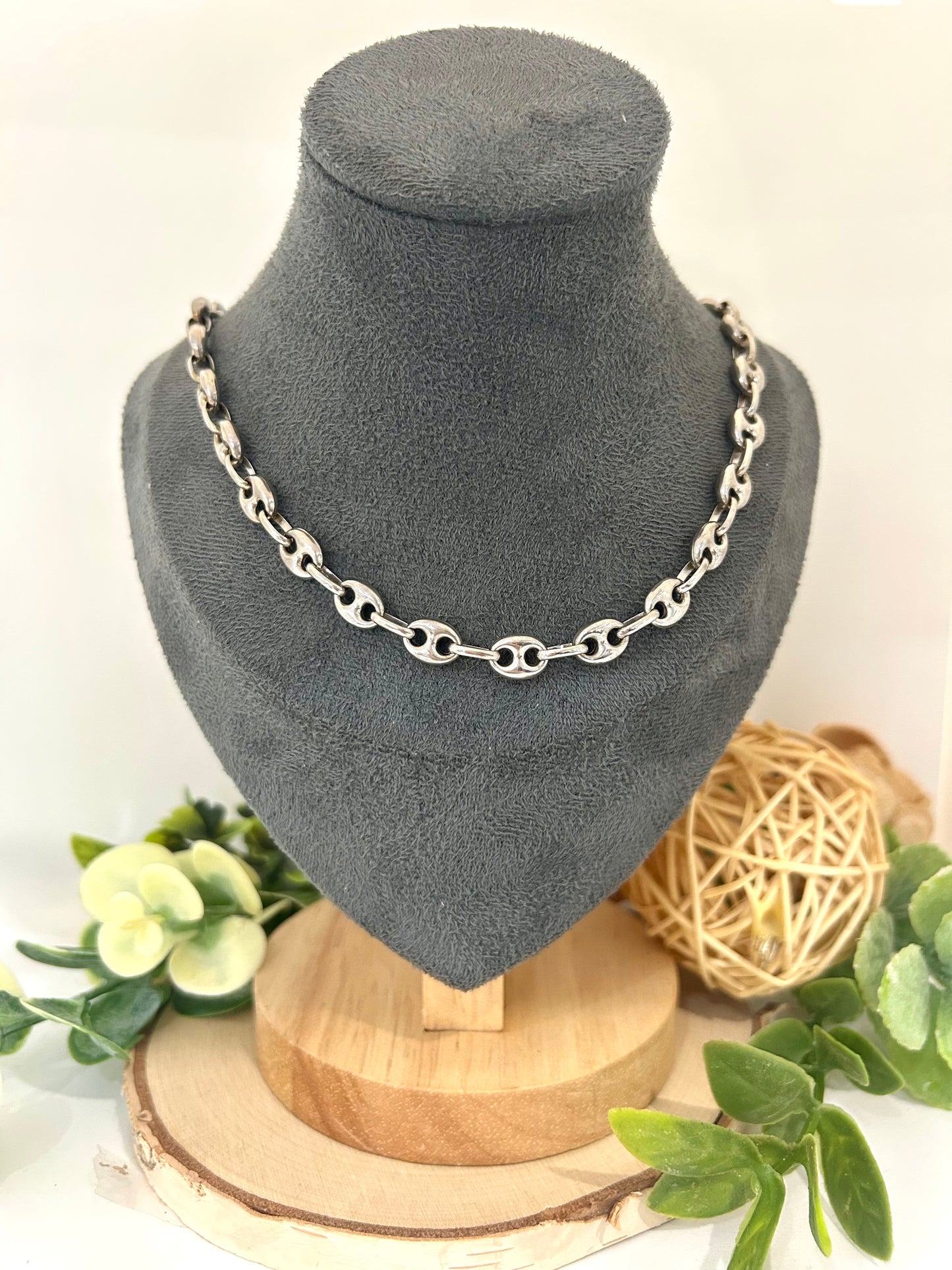Women's Sterling Silver 7mm Coffee Bean Chain