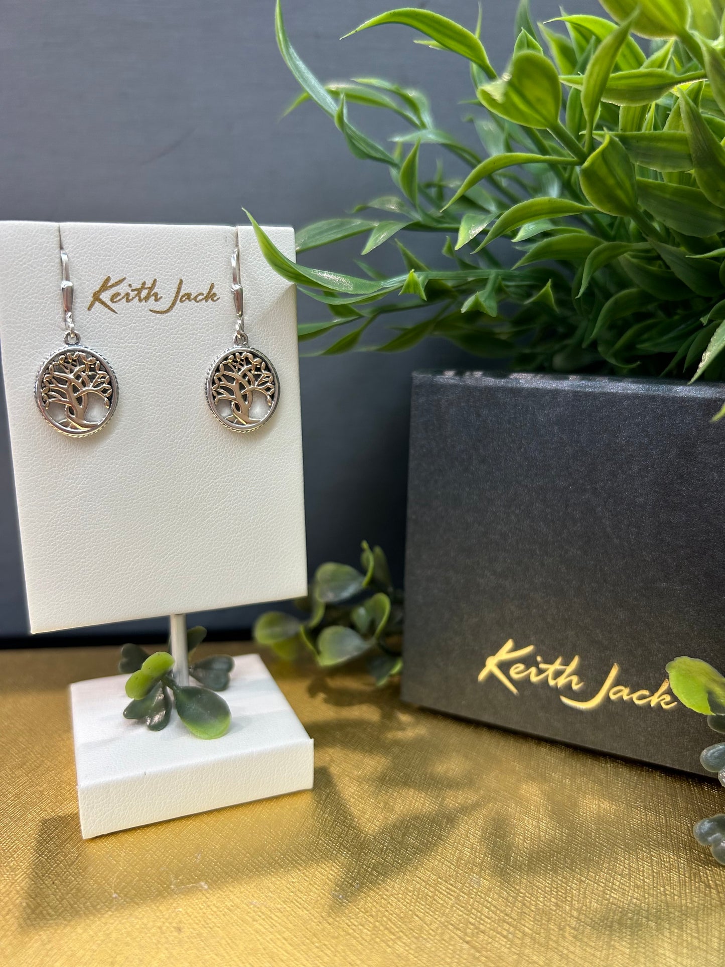 Silver and 10k Yellow Gold Tree of Life Earrings