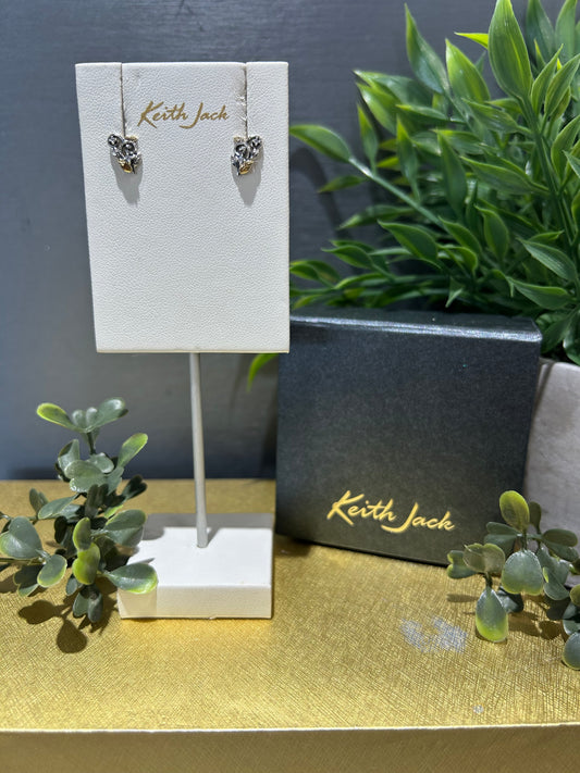 Silver and 10k Yellow Gold Tree of Life Leaf Earrings