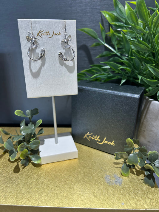 Silver Hummingbird Jacket Earrings