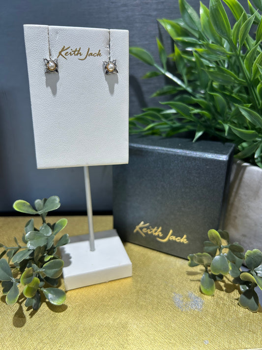 Silver and 10k Yellow Gold Celestial Pearl Earrings