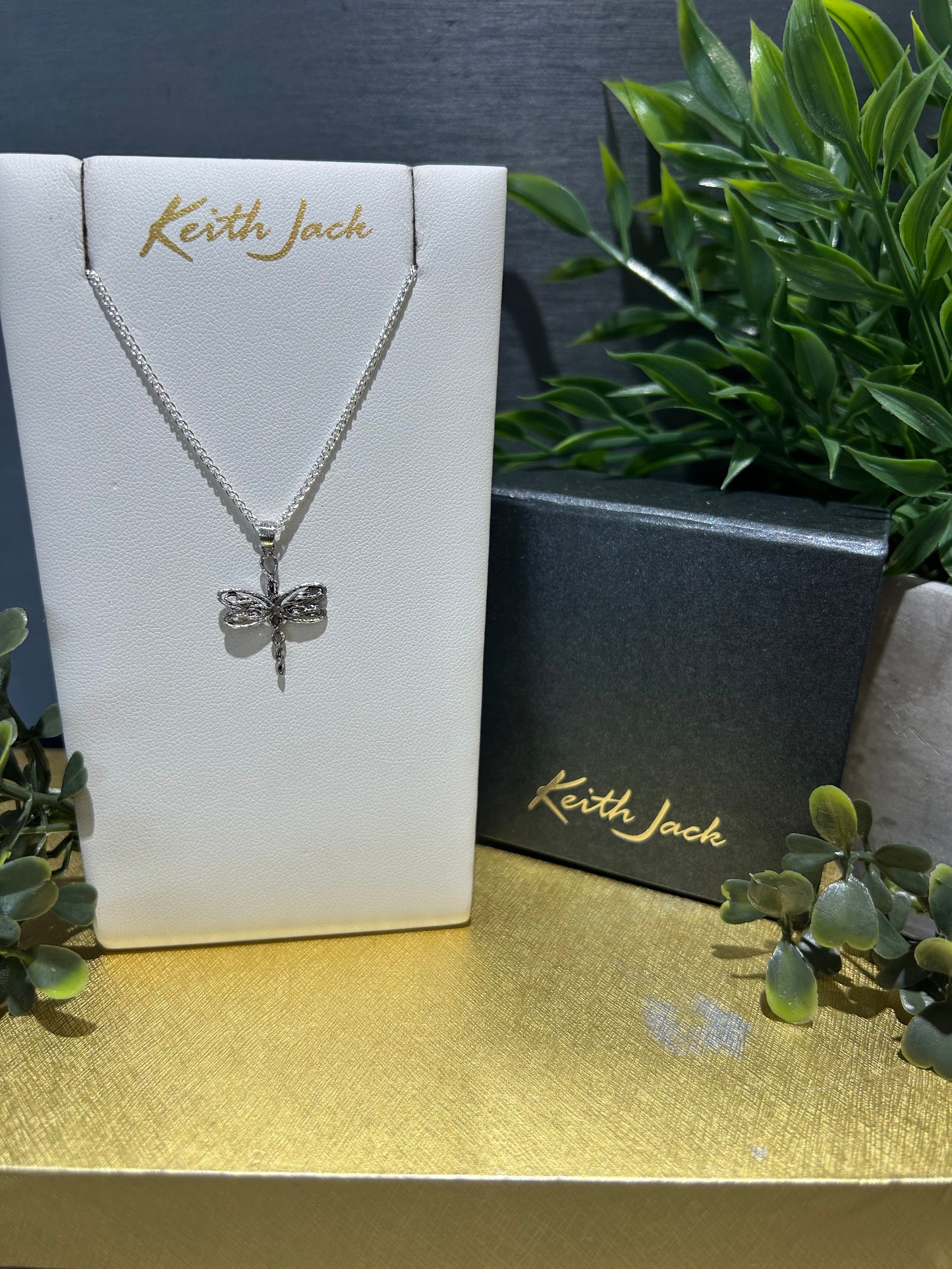 Silver and 10k Rose Gold Dragonfly Petite Pendant