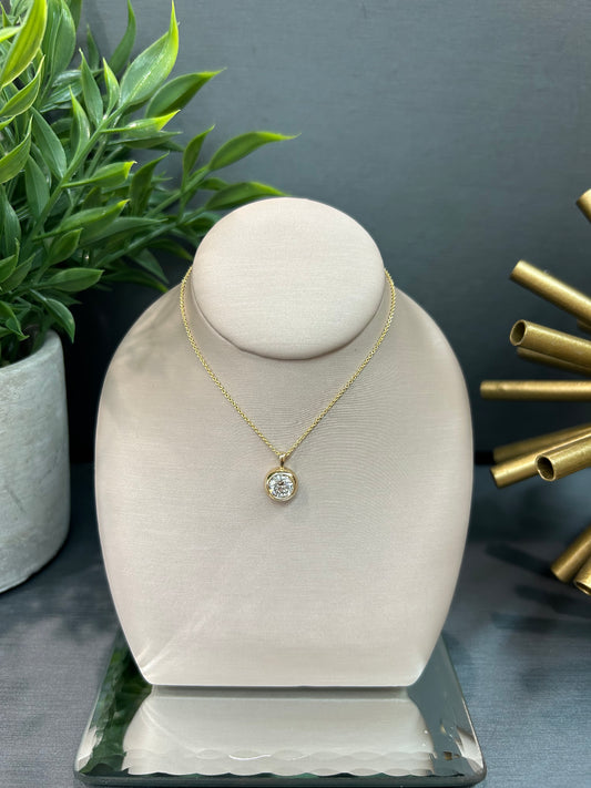 10k Yellow Gold 1.00ct Lab Diamond Bezel Set Pendant