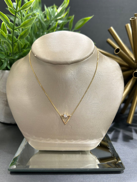 10k Yellow Gold 0.09ct Diamond Accent Triangle Necklace