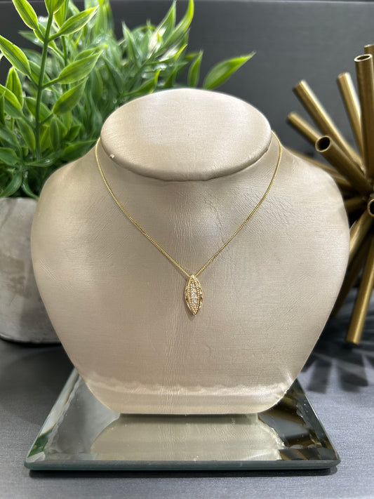 10k Yellow Gold 0.02ctw Diamond Channel Center Marquise Pendant