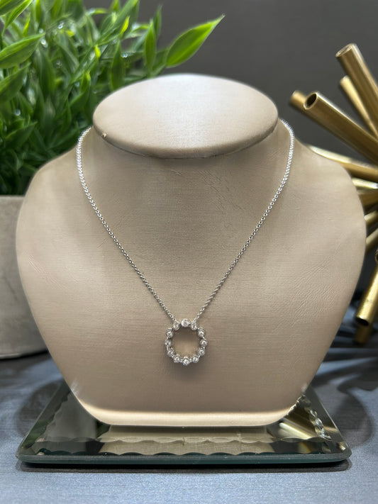 14k White Gold 0.10ctw Diamond Circle Necklace