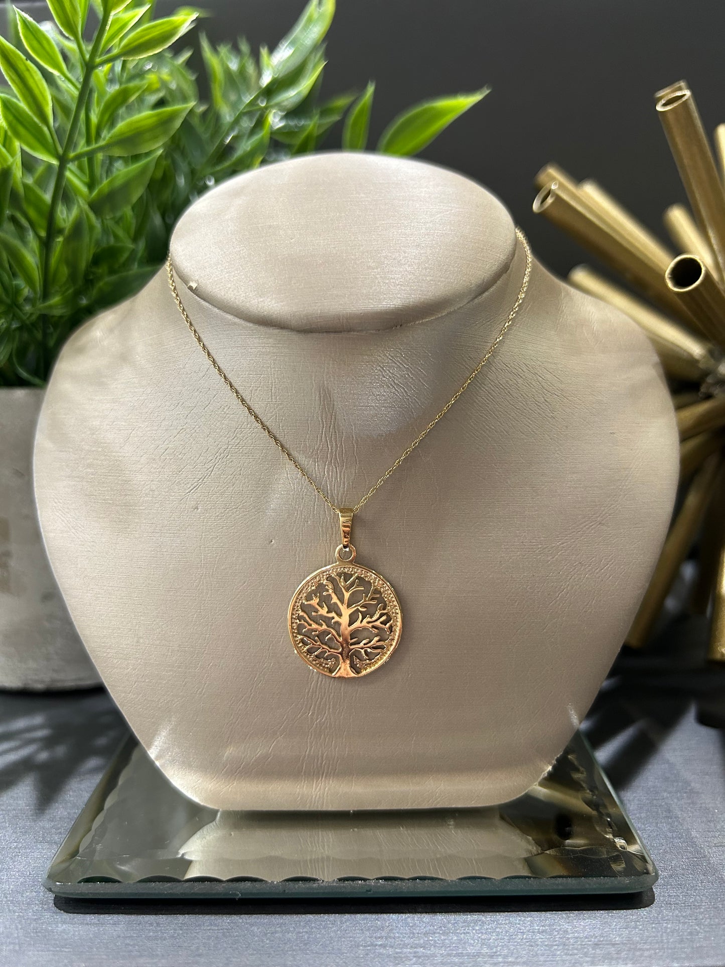 10k Yellow Gold Tree of Life Disc Pendant