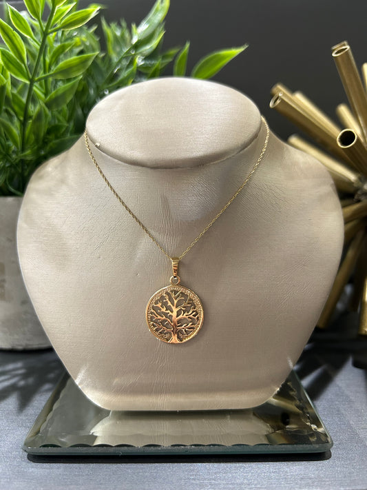10k Yellow Gold Tree of Life Disc Pendant