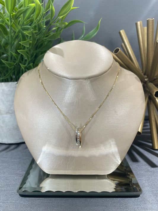 14k Two-Tone 0.30ctw Diamond Baguette Channel Pendant