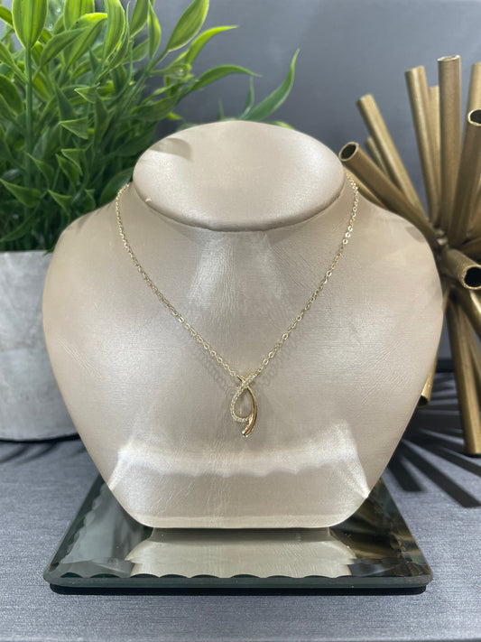 10k Yellow Gold 0.05ctw Diamond Criss-Cross Round Pendant