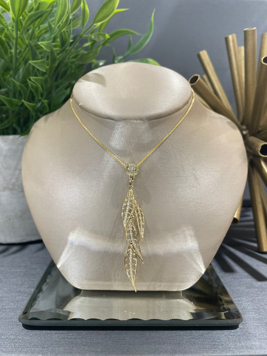 14k Yellow Gold 0.18ct Diamond Four Leaf Dangling Pendant