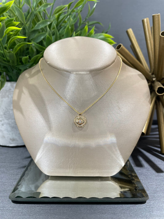 10k Yellow Gold .038ct Diamond Halo Pendant