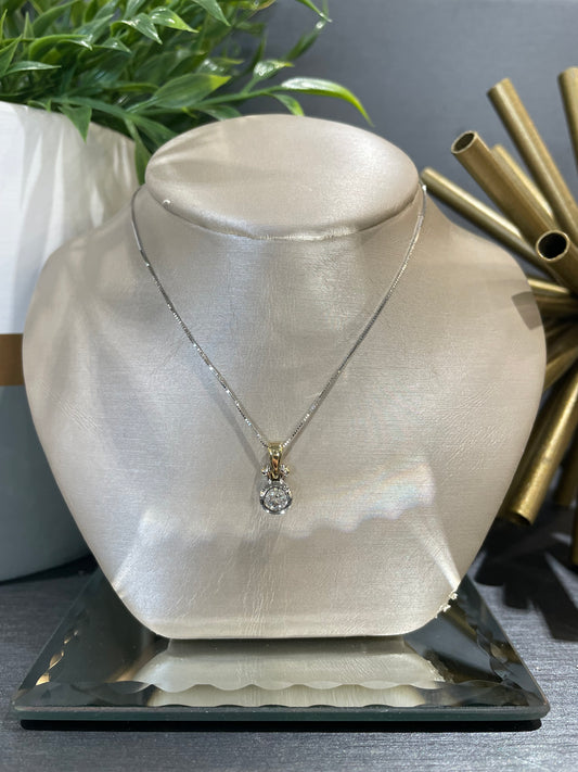 14k Two-Tone 0.33ct Diamond Drop Bezel Pendant