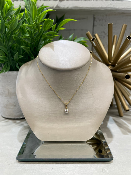 14k Yellow Gold 0.25ct Diamond Three Claw Pendant