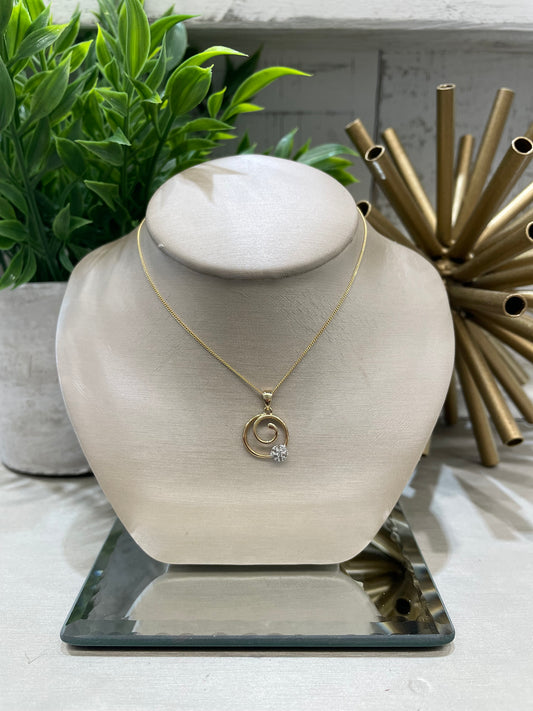 10k Yellow Gold 0.05ctw Diamond Swirl Pendant