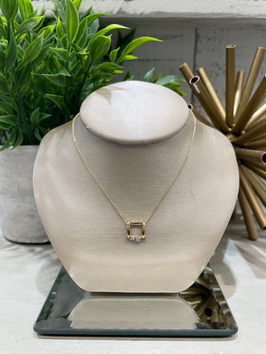 10k Yellow Gold .025ctw Diamond Square Pendant