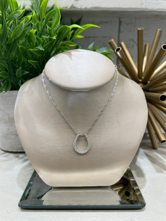 14k White Gold Diamond Horse Shoe Pendant