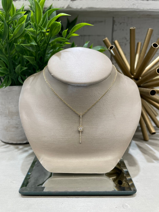 14k Yellow Gold 0.13ctw Diamond Straight Bar Pendant