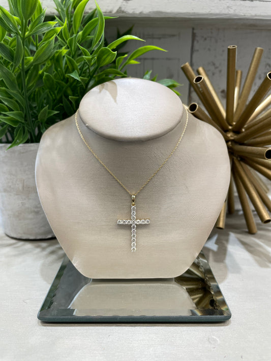 10k Yellow Gold 1.00ctw Diamond Cross Pendant