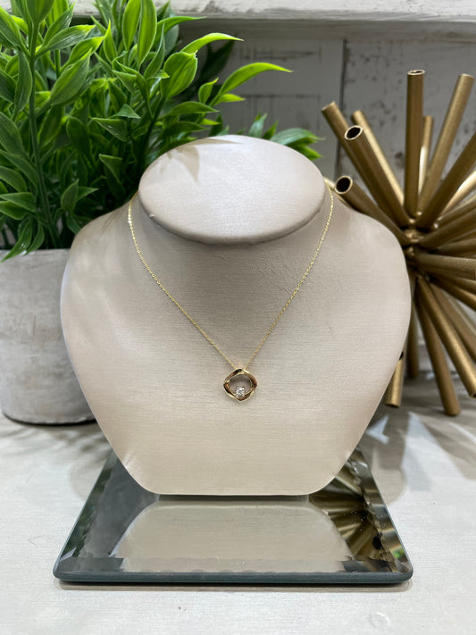 10k Yellow Gold .04ct Diamond Fancy Square Pendant